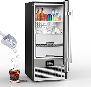 SOZT® Under Counter Ice Maker with Refrigerator Function, 120LBS/24H Commercial Ice Machine, No-Melt Ice Storage, 24H Timer & Self-Cleaning, Built-in/Freestanding for Home Bar Cafe Restaurant