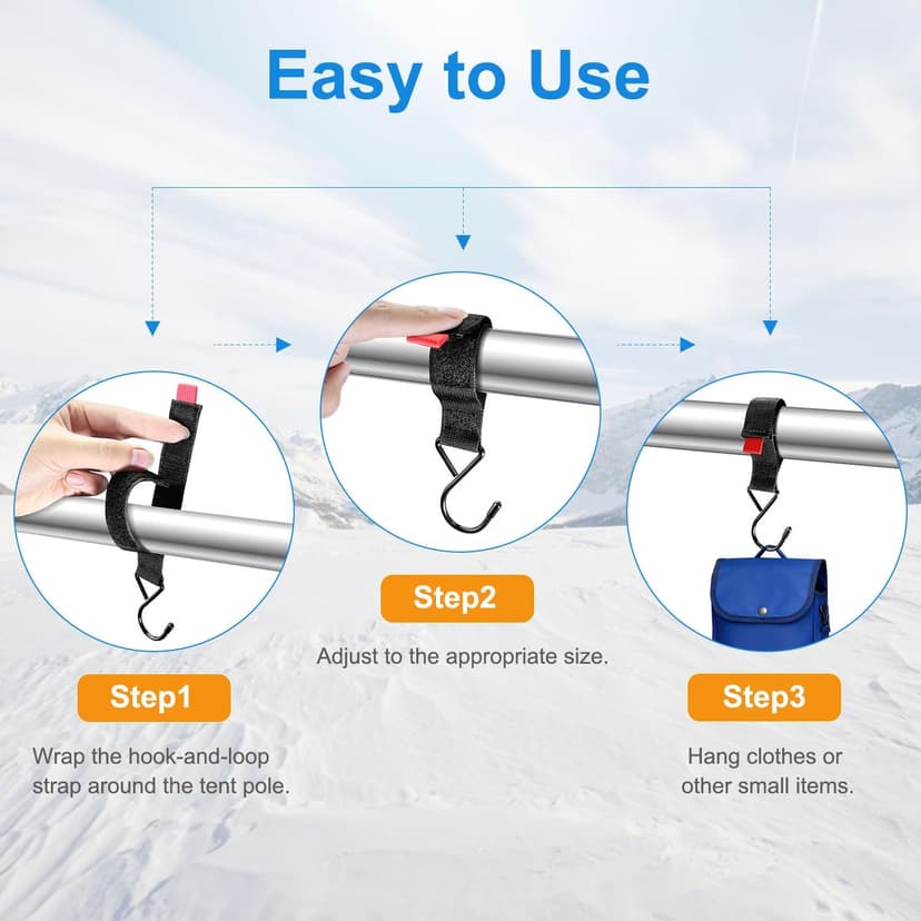 Fabflame 12 Pack Ice Fishing Shelter Tent Hooks, Heavy Duty Ice Fishing Shelters Coat Hooks Accessory Hanger for Ice Fishing Tent, Outdoor Camping, Hunting Blinds, Must-Have Ice Fishing Accessories