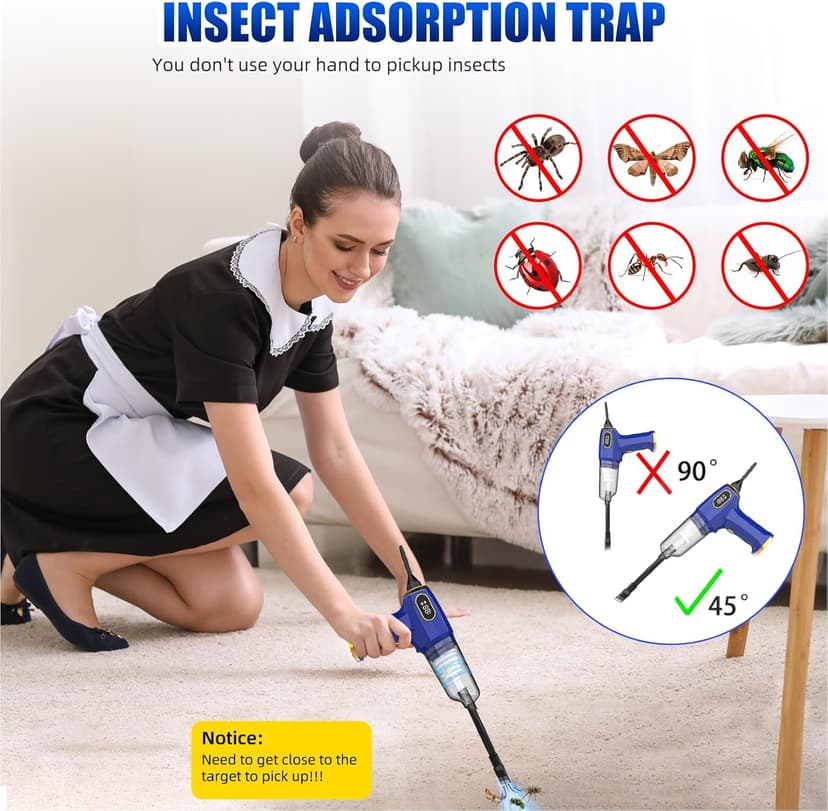 2026 Bug Vacuum Catcher,USB Rechargeable Insect Control for Adults and Kids,Spider Killer Insect Traps Catcher,Bug Catcher Indoor with LED Flashlight for Spider,Stink Bugs,Beetle,Cockroach,Ants,Moth