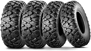 MaxAuto Set of 4 AT25x8-12 & AT25x10-12 ATV UTV Mud Sand Tires,25x8x12 Front & 25x10x12 Rear All-Terrain Off-Road Tires,6 PR, Tubeless,4 Pack in 2 Packages