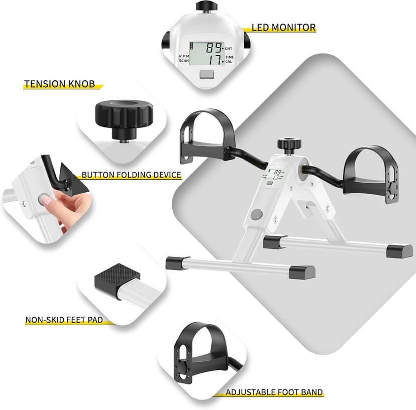 MOMODA Under Desk Bike Pedal Exerciser with LCD Display Portable Mini Exercise Bike for Arm and Leg