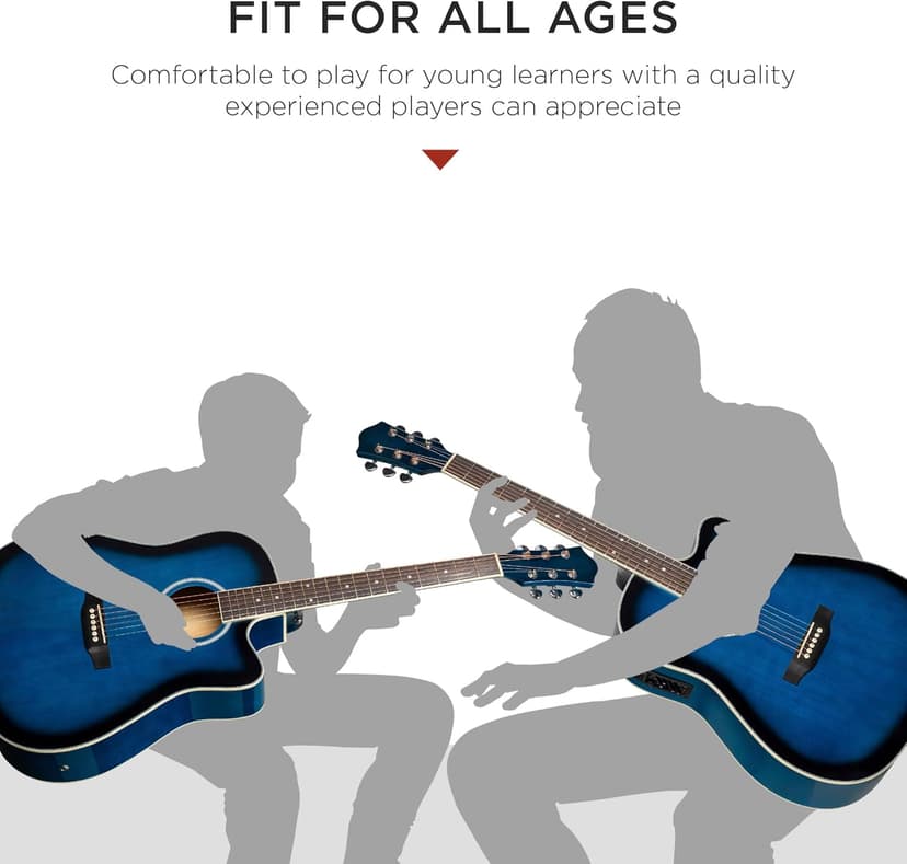 Best Choice Products Beginner Acoustic Electric Guitar Starter Set w/ 41in, All Wood Cutaway Design, Gig Bag, Strap, Picks - Blue