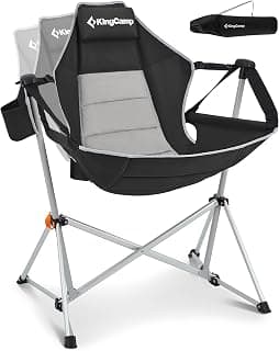 KingCamp Hammock Camping Chair, Swinging Portable Camp Chairs for Adults, 400lbs Heavy Duty Oversized Folding Rocking Chair with Adjustable Recline, Aluminum Alloy Frame for Outdoor Patio Beach Sport