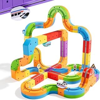 KlickRail Electric Train Set Flexible Race Track for 3 4 5 6 7 8 years old boys and girls, Building Toy Train Track Gravity-Defying 3D Embedded Layouts & Motorized Car, STEM Gift(Deluxe Set(88 Piece))