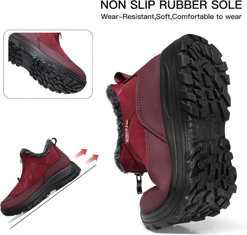 TEMOFON Winter Snow Boots for Women: Waterproof Warm Fur Lined Walking Outdoor Ankle Booties Slip on Snow Shoes Size 5-12