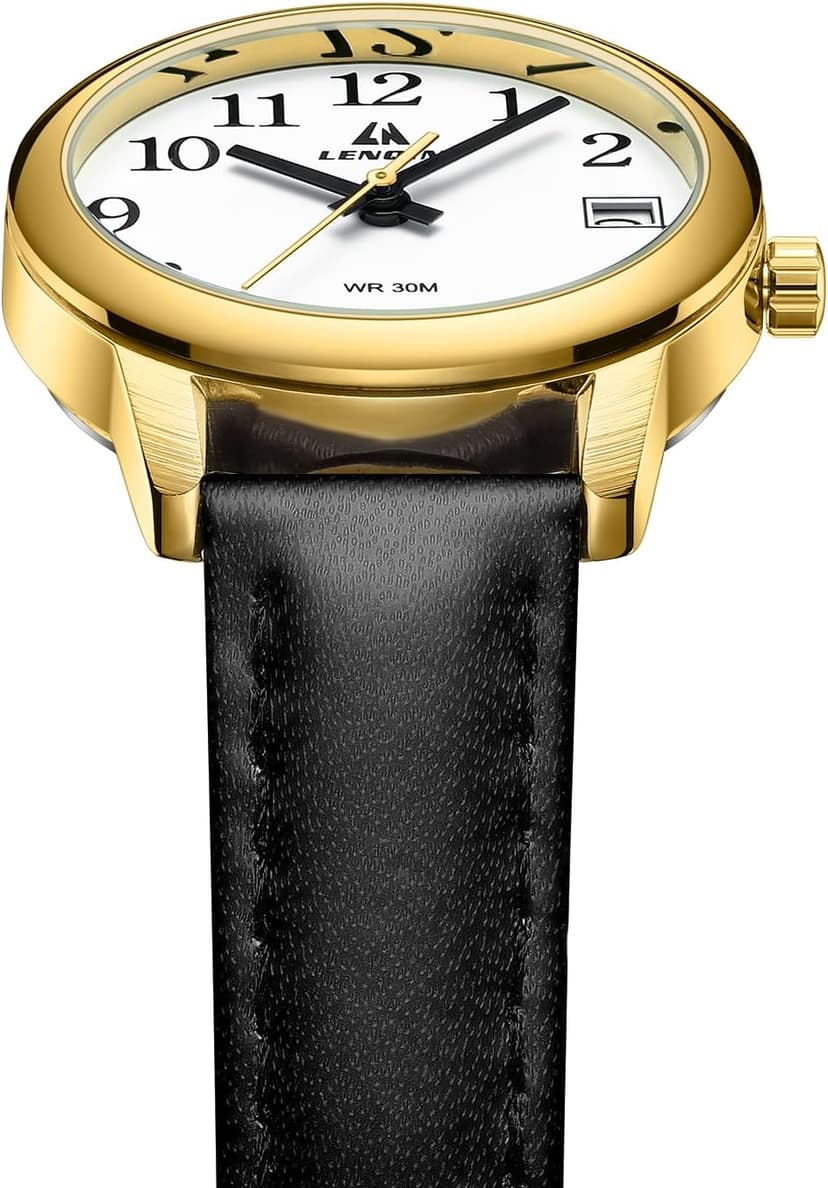 LN LENQIN Womens Watch Analog Quartz Waterproof Ladies Watches for Women Easy Read Women's Wrist Watches with Leather Strap Luminous Dial