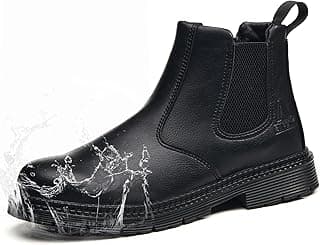 ZBVB Unisex-Adults Steel Toe Chelsea Boots, Men's Industrial Construction Shoes, Waterproof, Lightweight, Comfortable, Non-slip Safety Boots