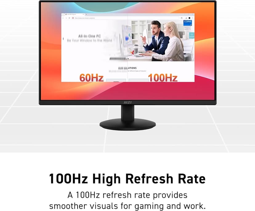 msi PRO MP242LE 24-inch IPS 1920 x 1080 (FHD) Computer Office Monitor, 100Hz, Adaptive Sync, HDMI, DisplayPort, Tilt, 4-Side Slim Bezel 1ms, Black