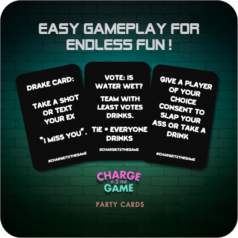 Charge It 2 The Game Drinking Cards – 90-Card Adult Party Game for Bachelorette Parties, 21st Birthdays, and Game Night Fun