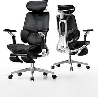 Hbada E3 Pro 2026 Edition Ergonomic Office Chair, Mesh Desk Chair with 3-Zone Floating Lumbar Support, Upgraded 4D Headrest, 720° Armrests, Black with Footrest