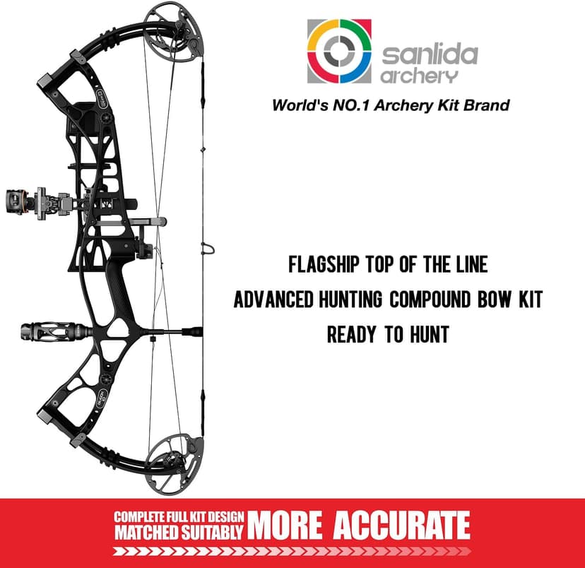 Sanlida Dragon 10 Flagship Top of The Line Hunting Compound Bow Kit for Adults, Standard Hunting Bow for Adults and Advanced Archers, IBO Speed 340 FPS, Limited Life-time Warranty, RH Only