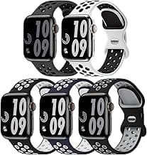 5 Pack Sport Bands Compatible with Apple Watch Band 44mm 45mm 46mm 42mm 41mm 40mm 38mm 49mm for Men Women, Breathable Silicone Wrist Strap for iWatch Series 11 10 9 8 7 6 5 4 3 2 1 SE3 2 1 Ultra3 2 1