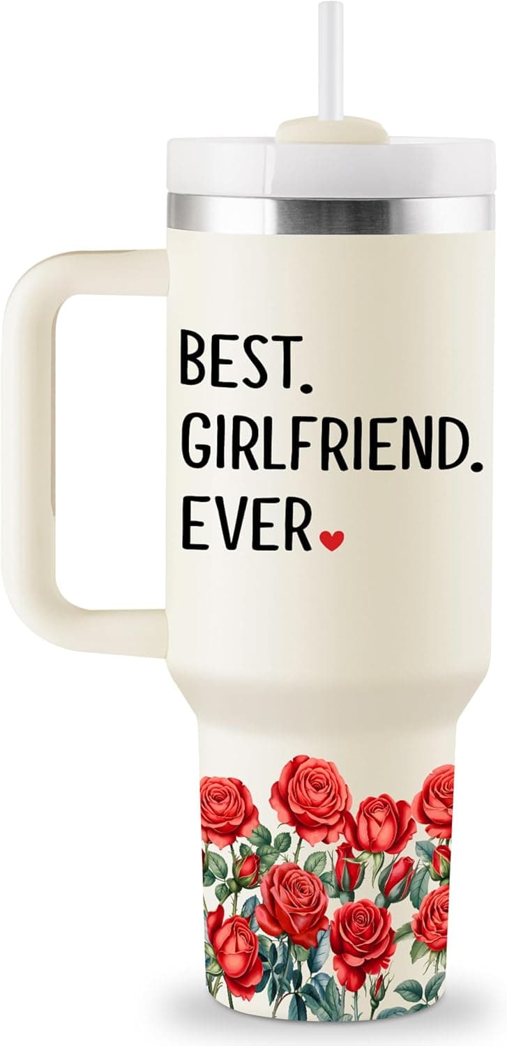 Anniversary, Christmas, Valentines Day Gift Ideas for Her - 40oz Travel Cup Insulated Tumbler with Lid & Straw Gifts for Girlfriend - Girlfriend Birthday Gifts for Women B0FVDQHKY6