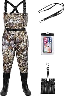 Lekesky Fishing Waders with Boot for Men Women - 2-Ply Nylon/PVC Waterproof Chest Waders for Fly Fishing,Duck Hunting