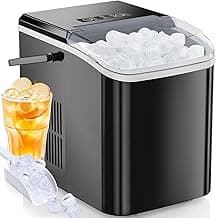 OLIXIS Ice Maker Machine with Handle,26lbs in 24Hrs,9 Ice Cubes in 6 Mins,Auto-Cleaning Portable Ice Maker with Basket and Scoop, Countertop Ice Maker for Home/Kitchen/Camping/RV, Sleek Black