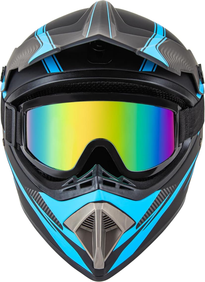 CARTMAN Adult Dirt Bike Helmets Motocross ATV Dirtbike Offroad Full Face Motorcycle Helmet, DOT Approved Matte Black and Blue