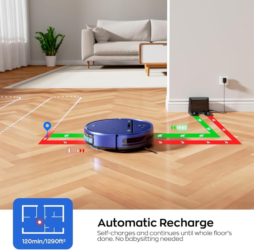 Robot Vacuum and Mop Combo, 2-in-1 Mopping Robot Vacuum Cleaner with 2300Pa Suction, 2.87'' Slim Design, Wi-Fi/App/Voice Control, 3D Obstacle Avoidance&Self-Charging for Hard Floors, Carpets, Pet Hair