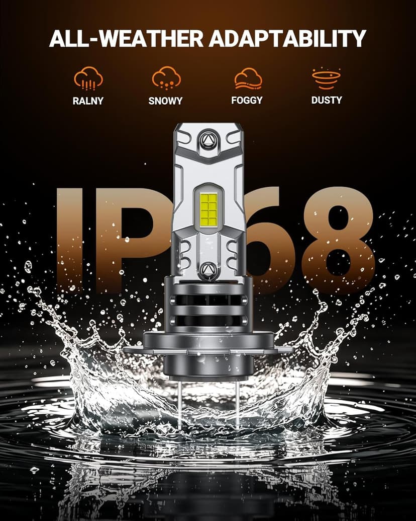 SEALIGHT h7 LED Bulb, 44,000LM 6500K Output Canbus Ready, 900% Brighter H7 Bulbs For Powersports IP68 80000Hrs Lifespan, 1：1 Size 3Mins Installation, 2 Pack