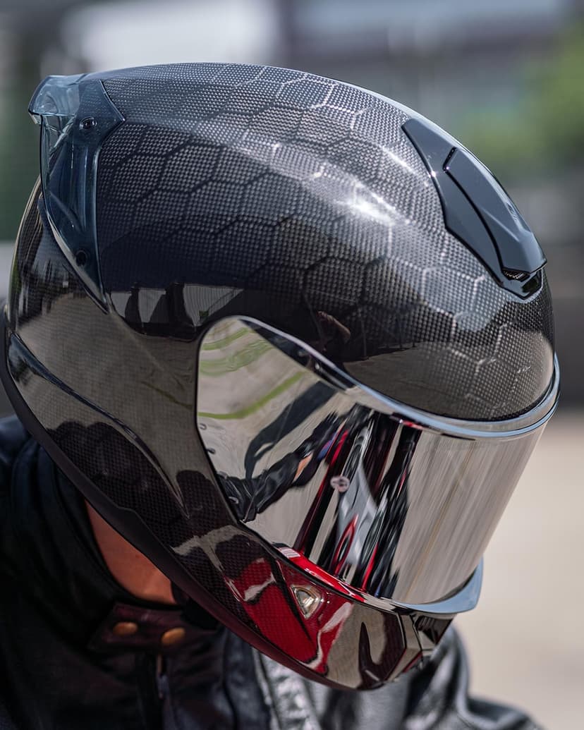 ILM Carbon Fiber Motorcycle Helmets Lightweight Full Face Dual Visor Helmet with Rear Wing Pinlock Compatible Motorbike Street Bike DOT ECE Men Women Model 861C (Snake-Effect CarbonFiber, M)