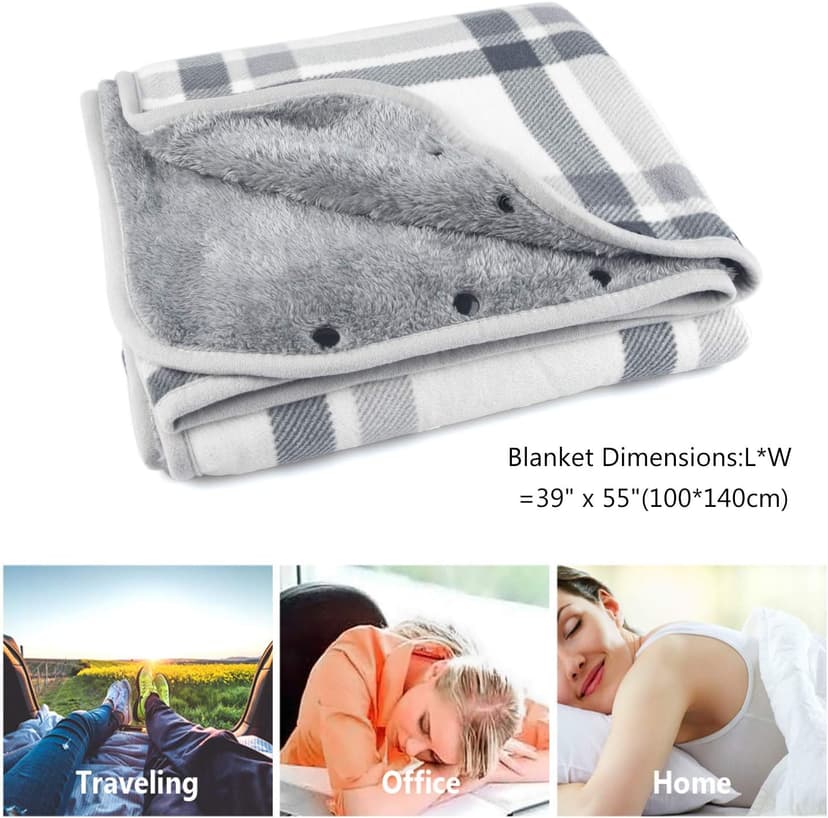 forestfish Fleece Wearable Blanket Oversized, Comfy Lightweight Lap Blanket Poncho Throw With Buttons, 63“x 55” (Grey-white, Medium(55”x39”)) B07Y87KBYS
