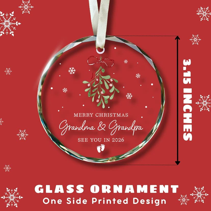 Grandparents Gifts - First Time Grandparents Gifts for Grandma Grandpa - Baby Pregnancy Announcement Ornament for New Expecting Grandma, Grandpa to Be - Glass Christmas Ornament 2026