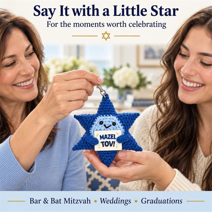 Crochet Star of David Plush, Mazel Tov Bat Mitzvah Gift B0HKSW45VK