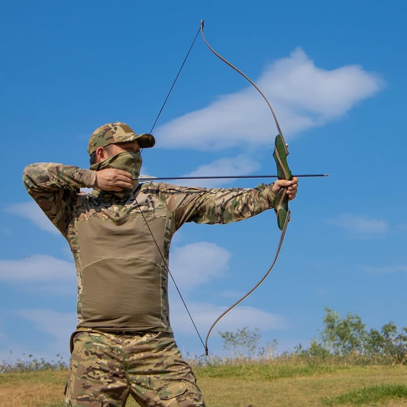 Archery 60" Recurve Bow and Arrow Set for Adults, 30-50lbs Right Hand Wooden Hunting Bow for Outdoor, Hunting and Practice, Standard Target Archery Beginner Recurve Bow and Arrows Kit