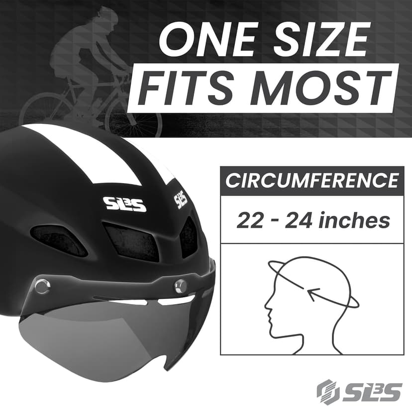 SLS3 Triathlon Helmet - Aero Bike Helmet with Removable Shield Visor Time Trial TT - Lightweight Aero Helmet Triathlon Road Cycling Helmets Men/Women - One Size 22-24 Inches