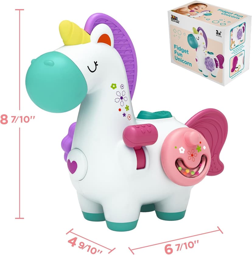 iPlay, iLearn Baby Unicorn Activity Cube, Infant Busy Cube Montessori Toy for 1 Year Old, Babies Carseat Plane Travel Toy, Toddler Sensory Development Learning Birthday Gift 6-9-12-18 Months 2 3 Years