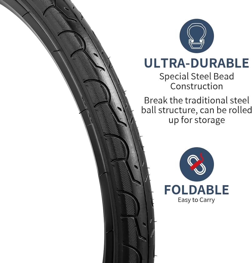 YUNSCM 2-PCS 20" Bike Tires 20x1.50/40-406 Compatible with Road Bike 20 x 1.50 20x1.5 Bicycle Tires (Y-1095)