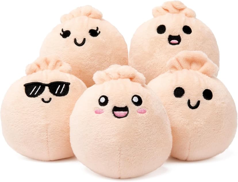 Squishy Toys and Plushies, Gift Ideas for Loved Ones of All Ages, Includes 5 Plushies with Carrying Basket Emotional Support Dumplings, Cuddly Stuffed Animals by Relatable B0CFBCJL3K
