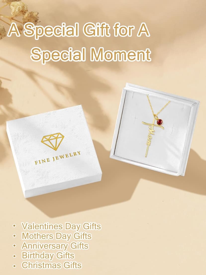 Mothers Day Religion Christian Pendant for Mom 14K Gold Mom Cross Necklace Mother Jewelry Birthday Gift B0FT34J4F3