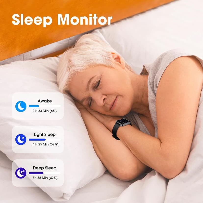 Fitness Tracker, Fitness Watch with Blood Oxygen, Heart Rate Monitor, Steps Calories Counter, Sleep Monitor, Pedometer IP68 Waterproof, Smart Watch for Android iPhones