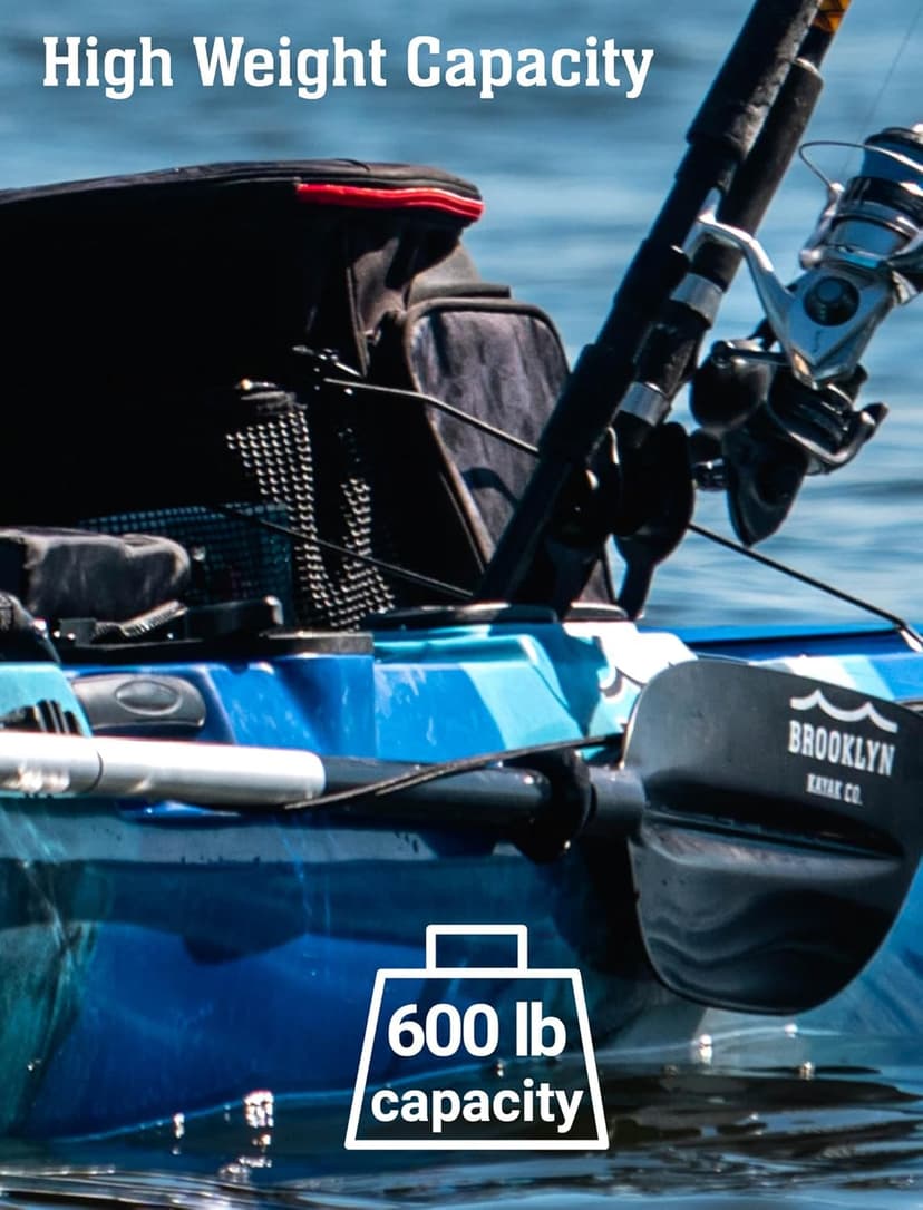Brooklyn 12.5 Tandem Sit-On-Top Fishing Kayak by BKC, 2–3 Person Kayak with Padded Seats, Paddles, 6 Rod Holders, 600 lb Capacity, Motor-Ready