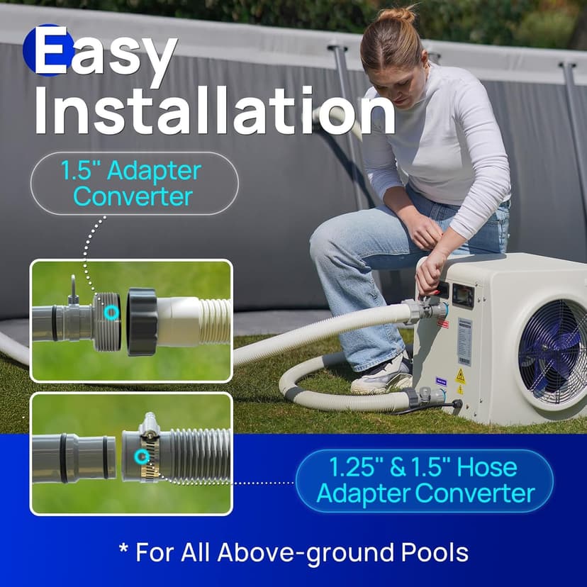 AQUASTRONG Swimming Pool Heat Pump,Electric Pool Heater for Above Ground and Inground Pool,Heating and Cooling Pool Heater Pools Up to, 5000 Gallons