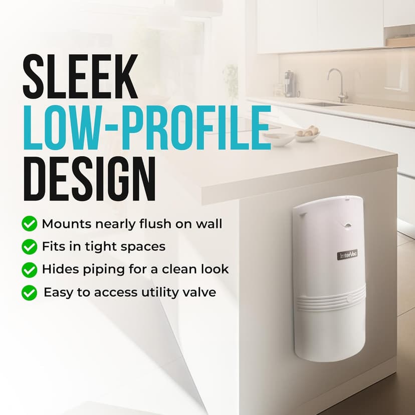 InterVac CondoVac Wall-Mounted Central Vacuum System | UL-Certified, Made in USA | Compact Built-in Vacuum for Condos, Townhomes, Apartments, and Garages