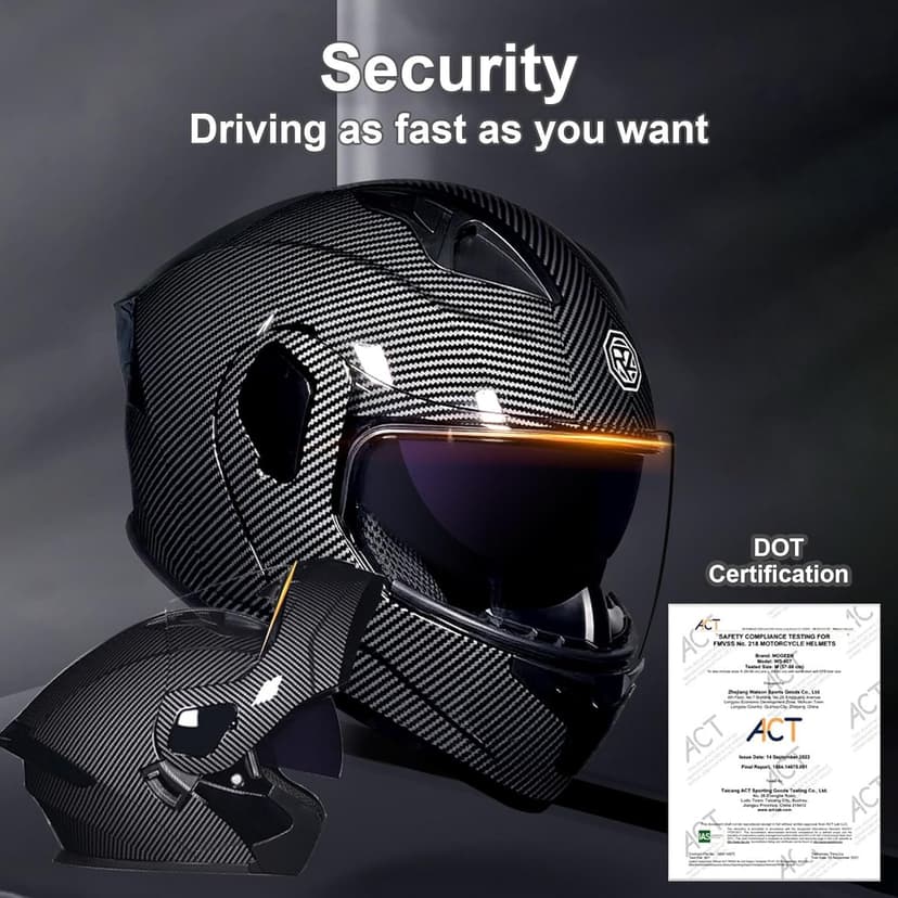 Motorcycle Bluetooth Modular Helmet DOT Approved Dual Visor Full Face Flip up Integrated Motorcycle Helmets Double Visor Helmet Built-in Dual Speaker Microphone Waterproof Adults Men Women M-XXL