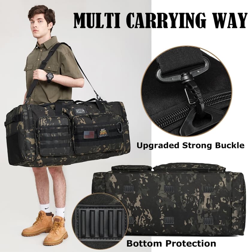 HAMBOLY 130L Extra Large Duffle Bag for Men, Heavy Duty Duffle Bag for Travel, Large Sports Gym Equipment Bag for Hockey Football Soccer Baseball Basketball & Team training, Dark CM