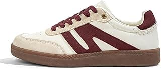 LUCKY STEP Women Classic Retro Gum Sole Fashion Sneakers Casual Tennis Skate Shoe Genuine Leather Walking Footwear Anti Slip Trainers