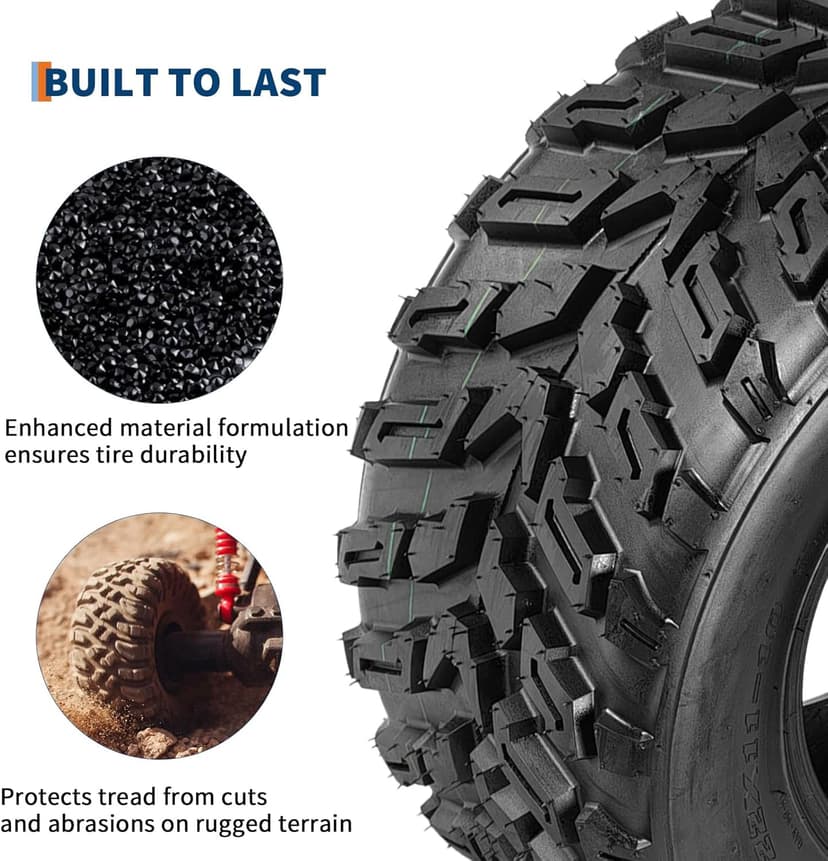 Garvee 22x11-10 ATV Tires 6-Ply All-Terrain Tubeless Tires for Daily Work, Hunting & Recreational Riding on ATV, UTV, Quad and 4 Wheeler