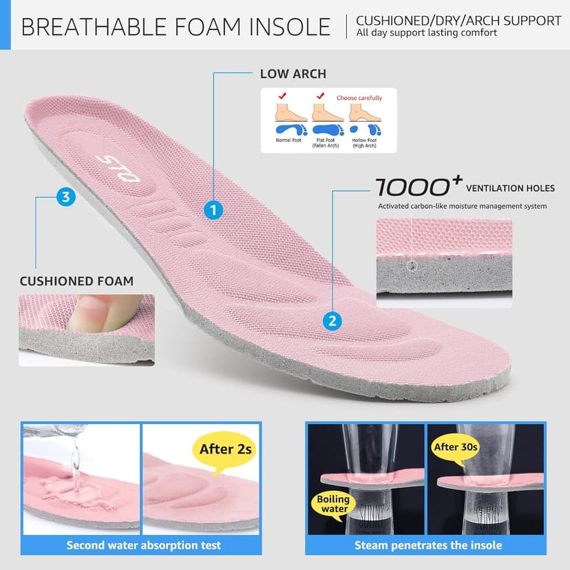 STQ Tennis Shoes Womens Sneakers Breathable Mesh Walking Shoes Arch Support Orthopedic Athletic Workout Gym Running Shoe for Travel Jogging Sports Cross Training