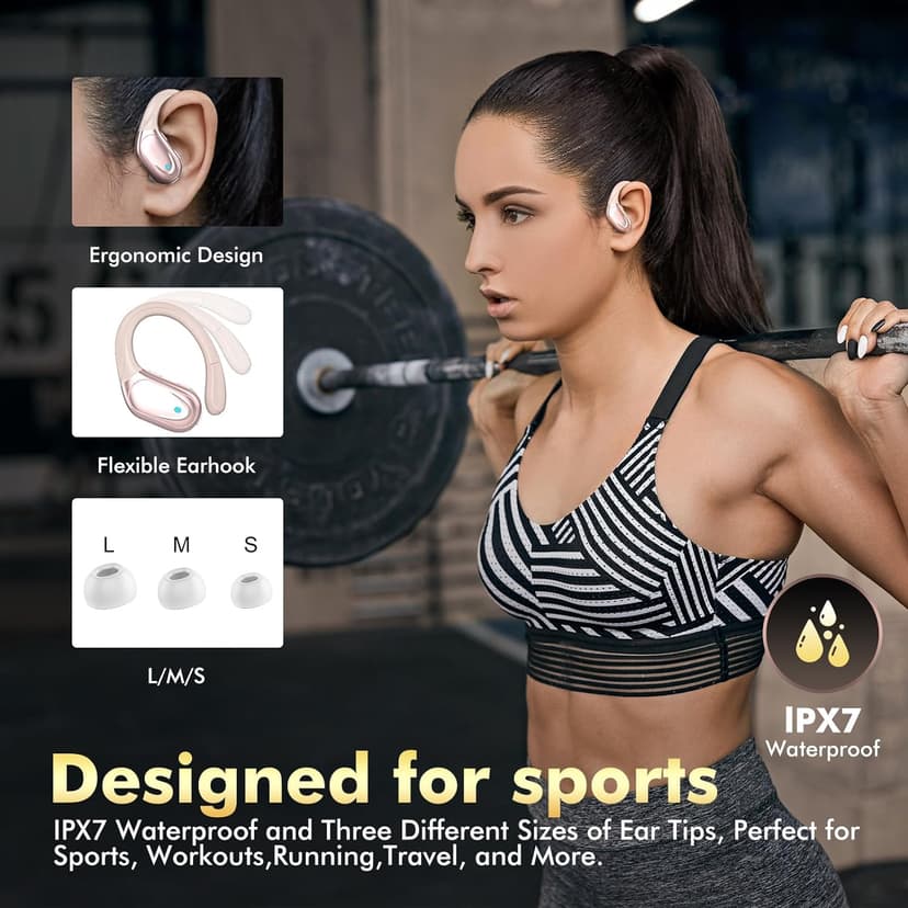 HAOYUYAN Wireless Earbuds, Sports Bluetooth Headphones, 80Hrs Playtime Ear Buds with LED Power Display, Noise Canceling Headset, IPX7 Waterproof Earphones for Workout/Running