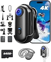 Upgraded 4K Action Camera, Mini Body Camera with Audio and Video Recording, Magnetic Hands Free POV Camera with 360°Rotatable Clip, Waterproof Case Chest Camerafor Pet Walking, Bike, Travel, Vlog