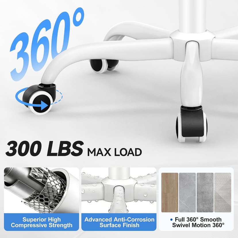 ALLGOD Ergonomic Office Chair, Mesh Desk Chair with Lumbar Support, High Back Home Office Chair with Adjustable Headrest and Flip-Up Arms, Comfortable Computer Chair, Thick Cushion, 300 LBS, LightGray