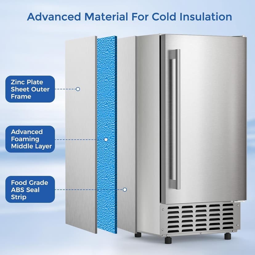 Electactic Nugget Ice Machine, Commercial Undercounter Ice Maker, 66Lbs/Day, Built-in Freestanding Stainless Steel, Self-Cleaning & 24H Timer for Business/Bar