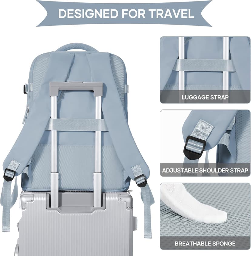 coowoz Travel Backpack For Women Men,Carry On Backpack,Hiking Backpack Waterproof Outdoor Sports Rucksack Casual Daypack travel essentials（Gray Blue） | Carry On Backpack, Hiking Backpack, Waterproof, Outdoor Sports, Rucksack, Casual Daypack