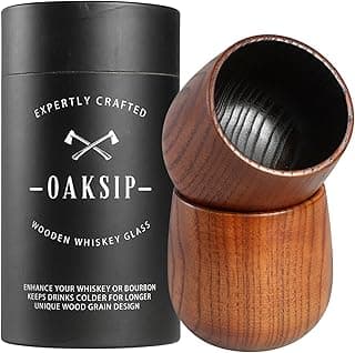 The Original Charred Wooden Bourbon Drinking Glass Bourbon Gifts for Men | Whiskey Glasses For Dad | Great Whiskey Gifts for Men Who Have Everything | Perfect Presents For Boyfriend or Dad (2 Pack)