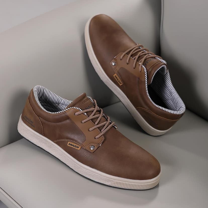 ANALEAF Mens Casual Oxfords Fashion Sneakers Soft Comfortable Lace-Up Dress Shoes