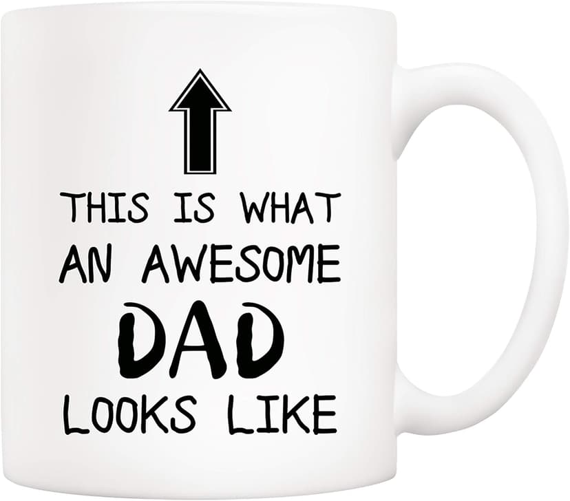5Aup Christmas Gifts Funny Dad Coffee Mug, This Is What an Awesome Dad Looks Like, 11Oz Novelty Cups from Child Daughter Son Kids, Birthday Gifts for Father Husband Men