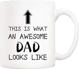 5Aup Christmas Gifts Funny Dad Coffee Mug, This Is What an Awesome Dad Looks Like, 11Oz Novelty Cups from Child Daughter Son Kids, Birthday Gifts for Father Husband Men
